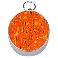Orange Pattern Silver Compasses by Valentinaart