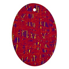 Red And Blue Pattern Ornament (oval)  by Valentinaart