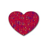 Red and blue pattern Rubber Coaster (Heart)  Front