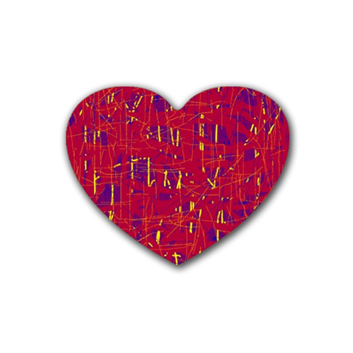Red and blue pattern Rubber Coaster (Heart) 