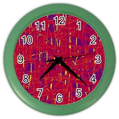 Red And Blue Pattern Color Wall Clocks by Valentinaart