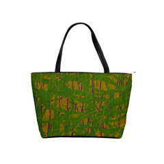 Green Pattern Shoulder Handbags by Valentinaart