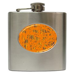 Orange Pattern Hip Flask (6 Oz) by Valentinaart