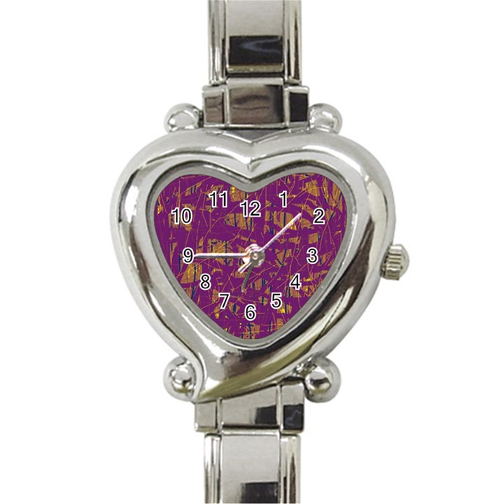 Purple pattern Heart Italian Charm Watch