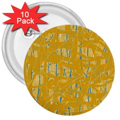 Yellow pattern 3  Buttons (10 pack) 