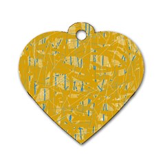 Yellow pattern Dog Tag Heart (One Side)