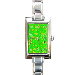 Neon Green Pattern Rectangle Italian Charm Watch by Valentinaart