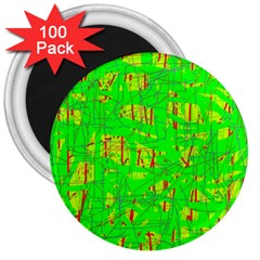 Neon green pattern 3  Magnets (100 pack)