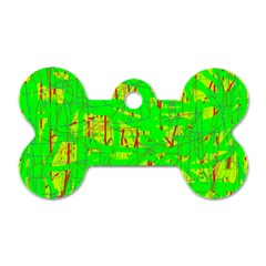 Neon green pattern Dog Tag Bone (One Side)