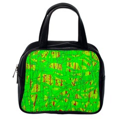 Neon Green Pattern Classic Handbags (one Side) by Valentinaart