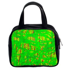 Neon green pattern Classic Handbags (2 Sides)