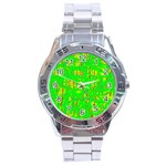 Neon green pattern Stainless Steel Analogue Watch Front