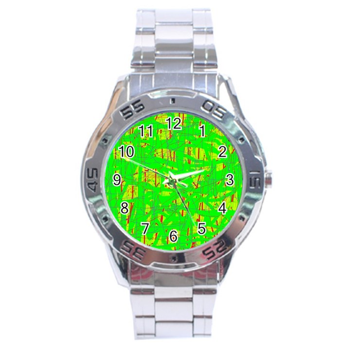 Neon green pattern Stainless Steel Analogue Watch