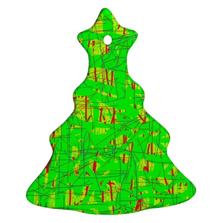 Neon green pattern Christmas Tree Ornament (2 Sides)