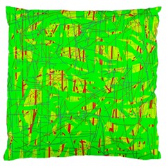 Neon Green Pattern Large Cushion Case (two Sides) by Valentinaart