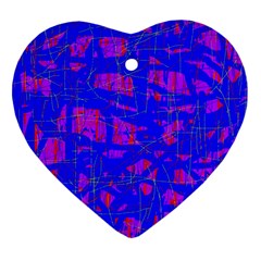 Blue Pattern Heart Ornament (2 Sides) by Valentinaart