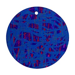 Deep blue pattern Round Ornament (Two Sides) 