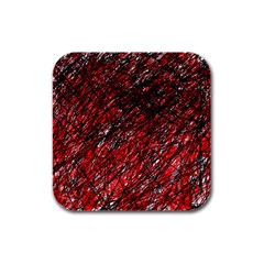 Red And Black Pattern Rubber Square Coaster (4 Pack)  by Valentinaart