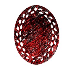 Red And Black Pattern Ornament (oval Filigree)  by Valentinaart