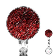 Red And Black Pattern Stainless Steel Nurses Watch by Valentinaart