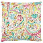 Hippie Flowers Pattern, pink blue green, zz0101 Large Cushion Case (Two Sides) Back