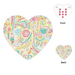 Hippie Flowers Pattern, Pink Blue Green, Zz0101 Playing Cards (heart) by Zandiepants