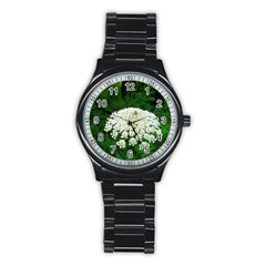 Beetle And Flower Stainless Steel Round Watch by randolpheckel