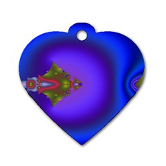 Into The Blue Fractal Dog Tag Heart (two Sides)