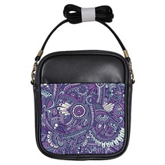 Purple Hippie Flowers Pattern, Zz0102, Girls Sling Bag by Zandiepants