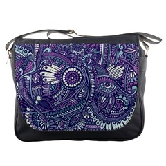 Purple Hippie Flowers Pattern, Zz0102, Messenger Bag by Zandiepants