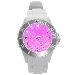 Pink Pattern Round Plastic Sport Watch (l) by Valentinaart