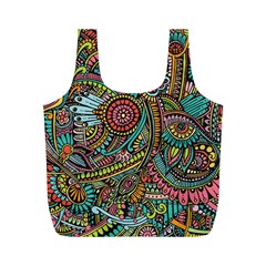 Colorful Hippie Flowers Pattern, Zz0103 Full Print Recycle Bag (m) by Zandiepants