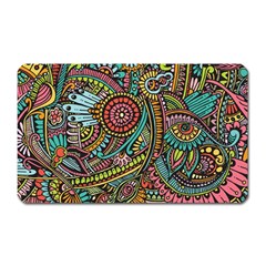 Colorful Hippie Flowers Pattern, Zz0103 Magnet (rectangular) by Zandiepants