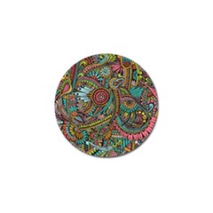 Colorful Hippie Flowers Pattern, Zz0103 Golf Ball Marker by Zandiepants