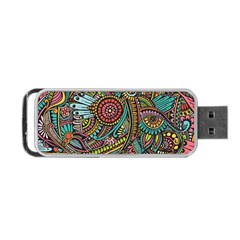 Colorful Hippie Flowers Pattern, Zz0103 Portable Usb Flash (two Sides) by Zandiepants