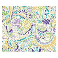 Purple, Green, Yellow Hippie Flowers Pattern, Zz0104 Double Sided Flano Blanket (small) by Zandiepants