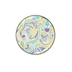 Purple, Green, Yellow Hippie Flowers Pattern, Zz0104, Hat Clip Ball Marker by Zandiepants