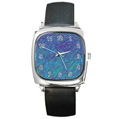 Blue Pattern Square Metal Watch by Valentinaart