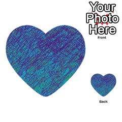 Blue Pattern Multi-purpose Cards (heart)  by Valentinaart