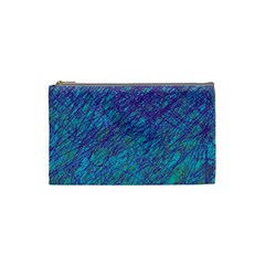 Blue Pattern Cosmetic Bag (small)  by Valentinaart