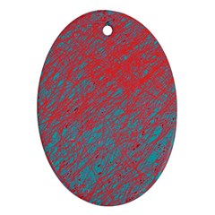 Red and blue pattern Oval Ornament (Two Sides)