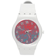 Red and blue pattern Round Plastic Sport Watch (M)