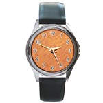 Orange pattern Round Metal Watch Front