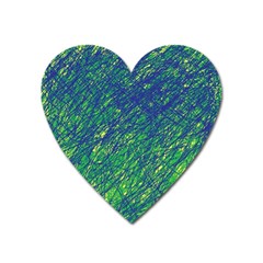 Green Pattern Heart Magnet by Valentinaart