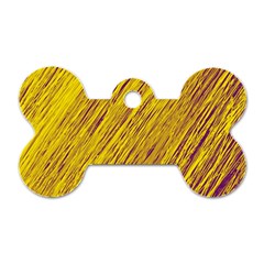 Yellow Van Gogh Pattern Dog Tag Bone (two Sides) by Valentinaart