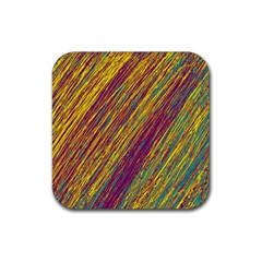 Yellow, Purple And Green Van Gogh Pattern Rubber Coaster (square)  by Valentinaart