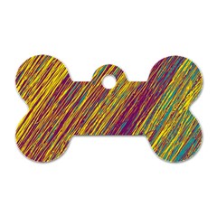 Yellow, Purple And Green Van Gogh Pattern Dog Tag Bone (one Side) by Valentinaart