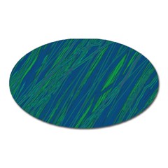 Green Pattern Oval Magnet by Valentinaart