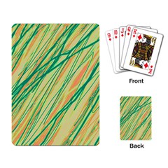 Green And Orange Pattern Playing Card by Valentinaart