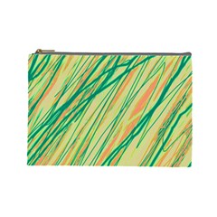 Green And Orange Pattern Cosmetic Bag (large)  by Valentinaart